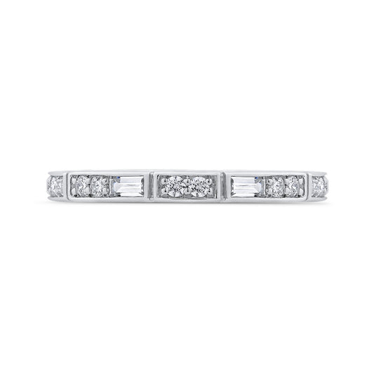 Shah Luxury Round and Baguette Diamond Wedding Band In Platinum