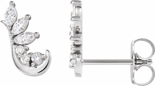 14K White 1/4 CTW Diamond Earring Climbers