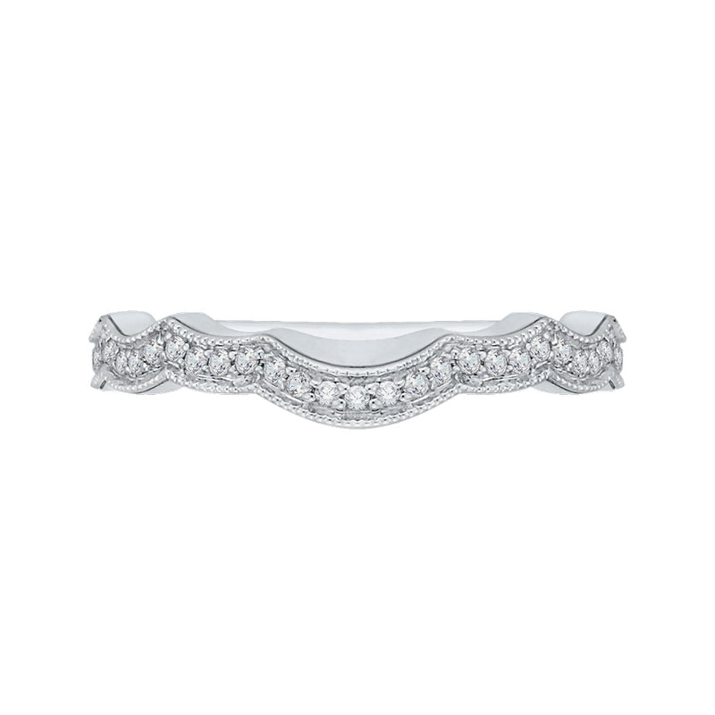 Shah Luxury 14K White Gold Round Diamond Wedding Band