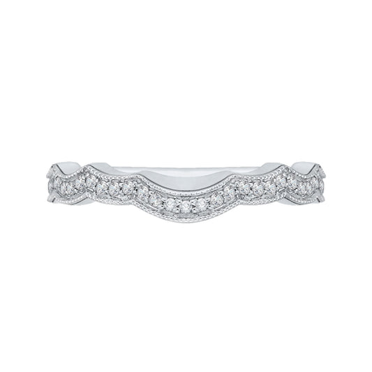 Shah Luxury 14K White Gold Round Diamond Wedding Band