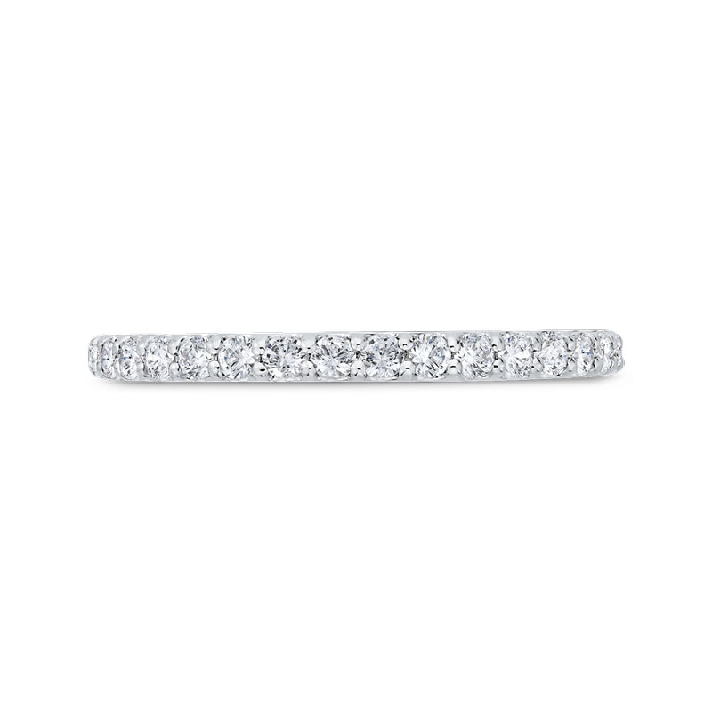 Shah Luxury 14K White Gold Round Cut Diamond Wedding Band