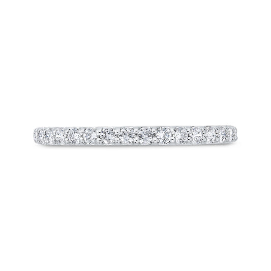 Shah Luxury 14K White Gold Round Cut Diamond Wedding Band