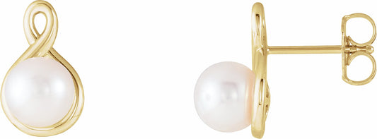 14K Yellow Pearl Earrings