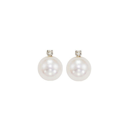 Gems One 14Kt White Gold Diamond (1/20Ctw) & Pearl (1 Ctw) Earring