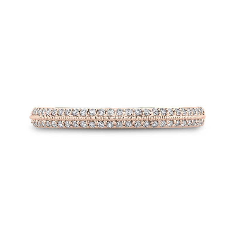 Shah Luxury 14K Rose Gold Round Diamond Half-Eternity Wedding Band