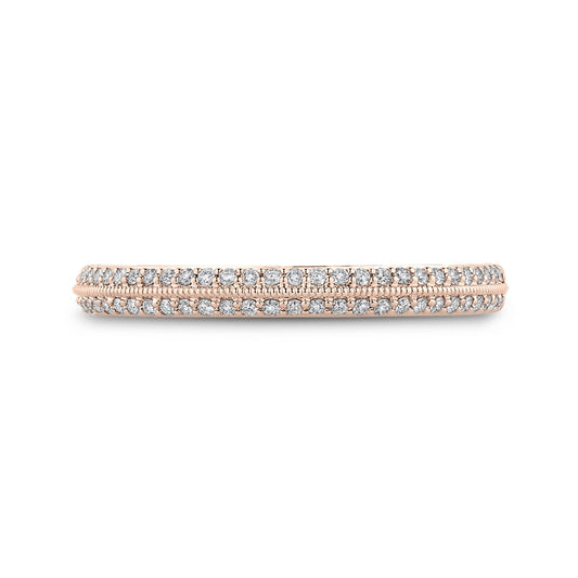Shah Luxury 14K Rose Gold Round Diamond Half-Eternity Wedding Band