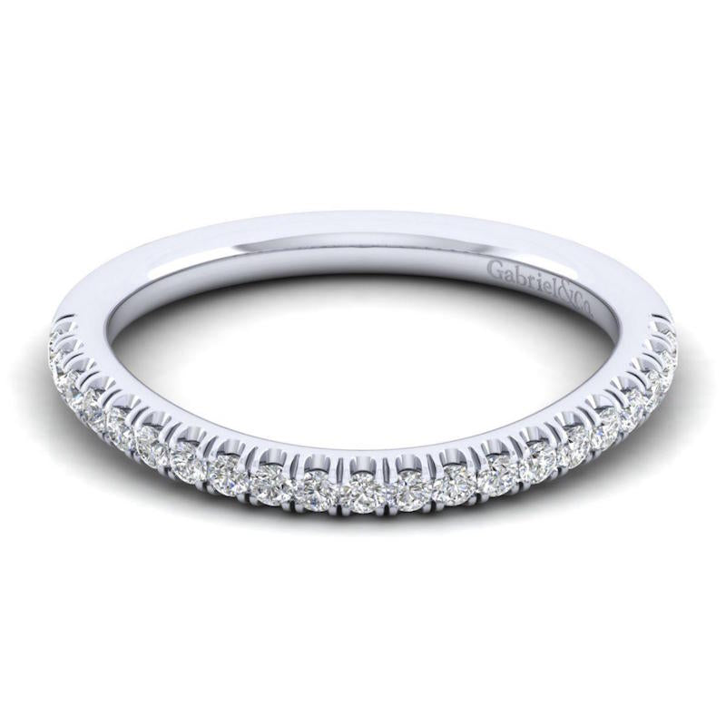 Gabriel & Co. 14k White Gold Contemporary Curved Wedding Band