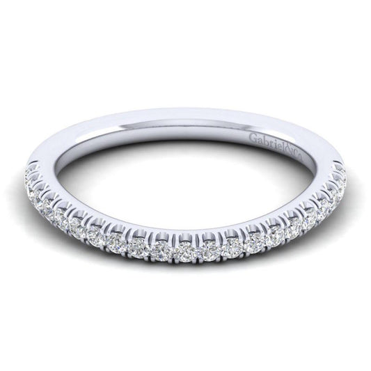 Gabriel & Co. 14k White Gold Contemporary Curved Wedding Band