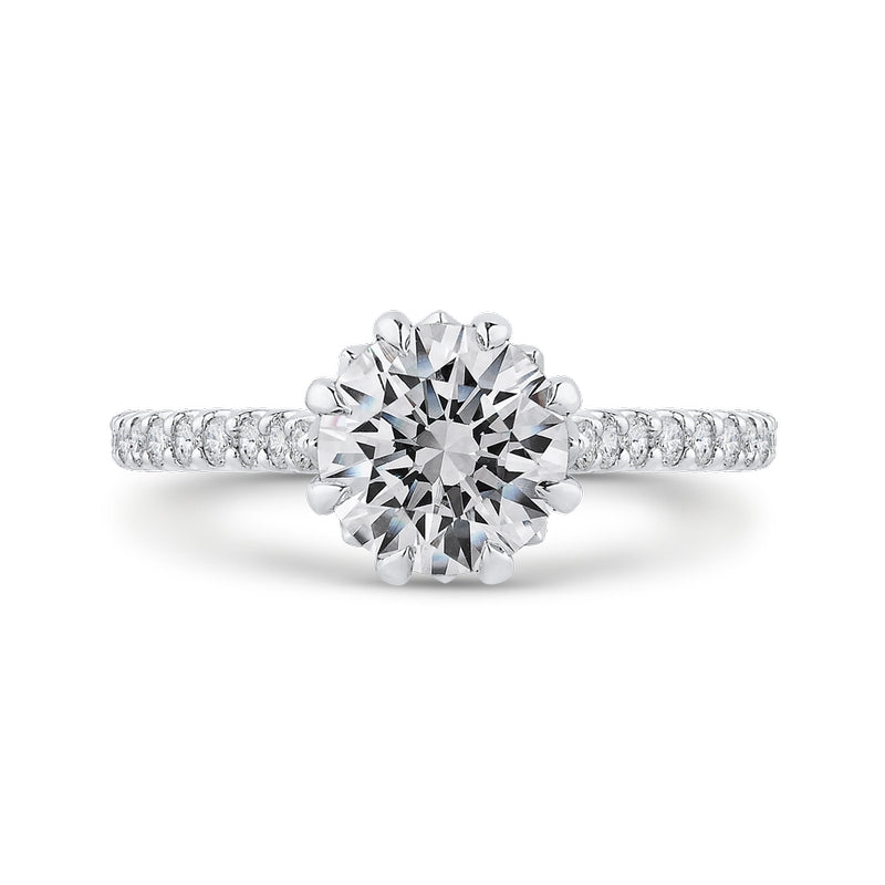 Shah Luxury 14K Two-Tone Gold Round Diamond Engagement Ring (Semi-Mount)