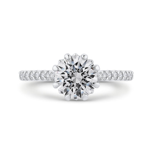 Shah Luxury 14K Two-Tone Gold Round Diamond Engagement Ring (Semi-Mount)