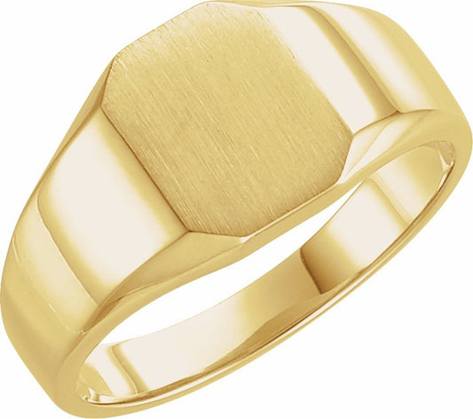 10K Yellow 9x7 mm Octagon Signet Ring