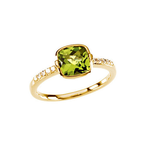 14k Yellow Gold Stuller Diamond and Peridot Stackable Ring