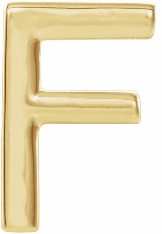 14K Yellow Single Initial F Earring