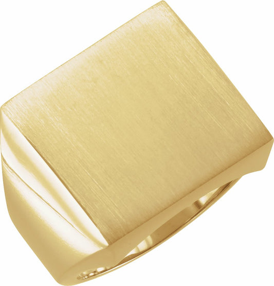 14K Yellow 18 mm Square Signet Ring