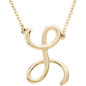 14K Yellow Script Initial L 16 Necklace
