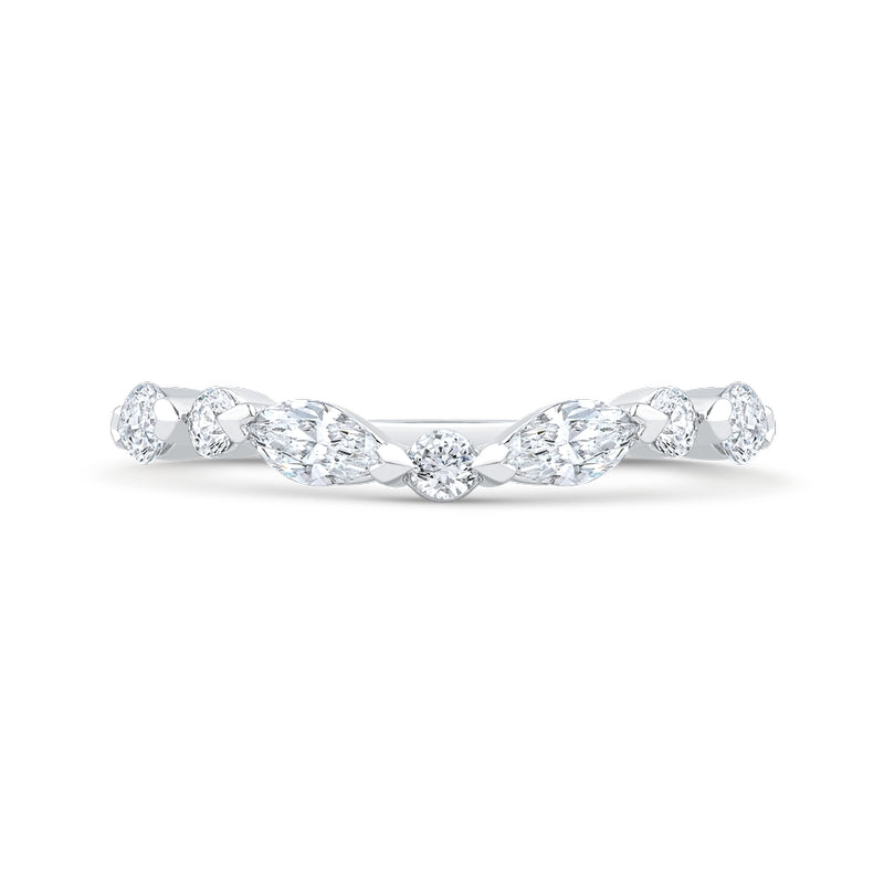 Shah Luxury 14K White Gold Diamond Contour Band