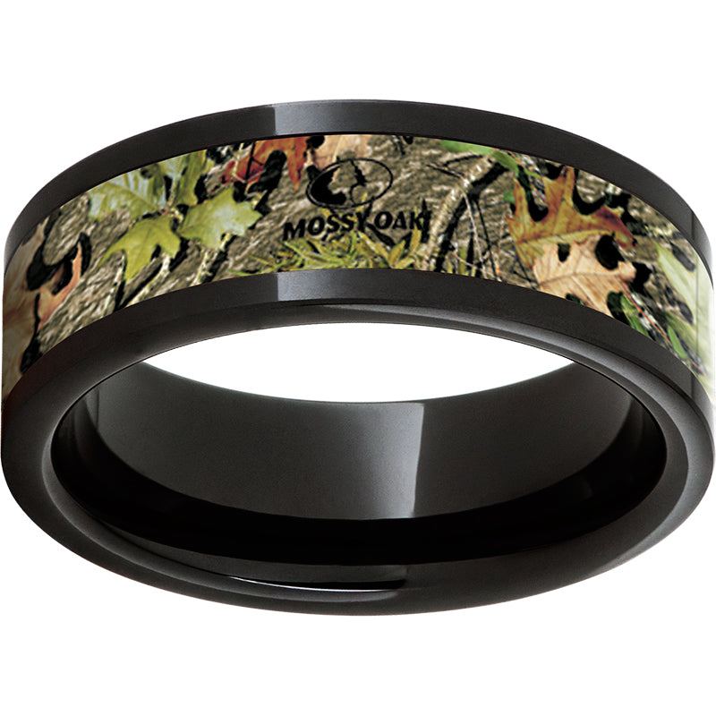 Black Diamond Ceramic Pipe Cut Band with Mossy Oak Obsession Inlay