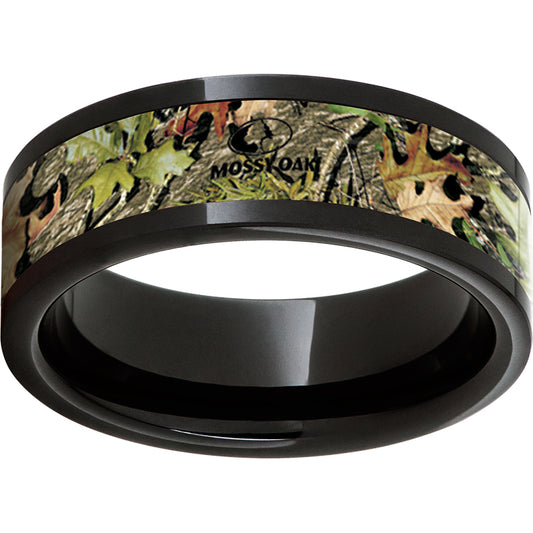 Black Diamond Ceramic Pipe Cut Band with Mossy Oak Obsession Inlay