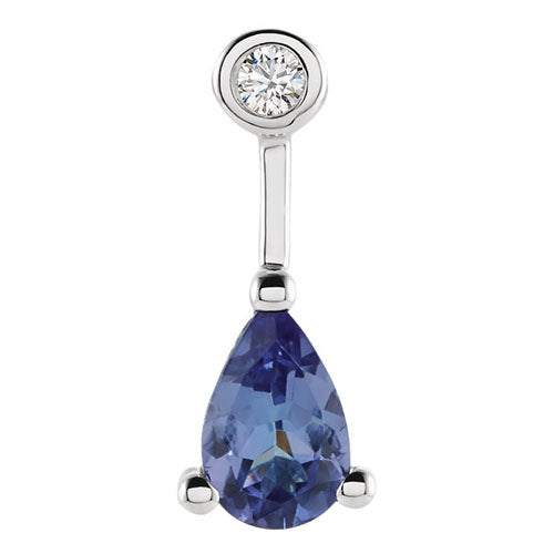 Stuller 14k White Gold Tanzanite & .025ct Diamond Pendant