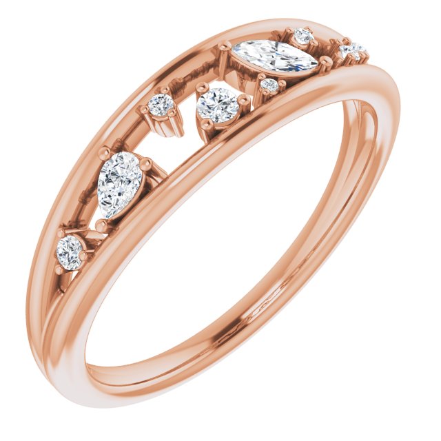 14K Rose 1/6 CTW Diamond Negative Space Ring