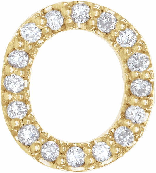 14K Yellow .07 CTW Diamond Single Initial O Earring