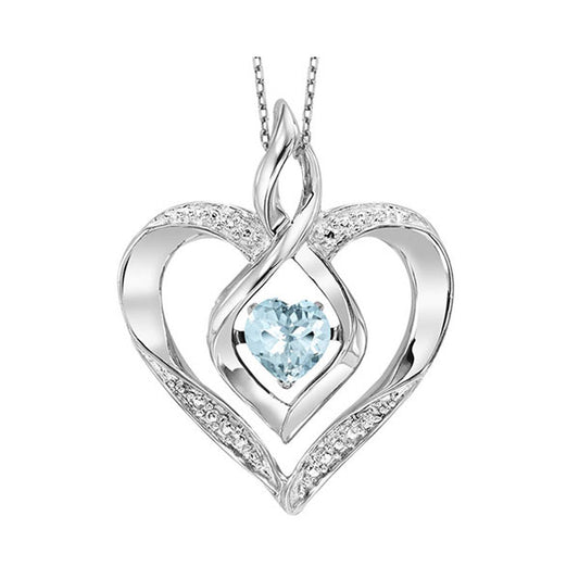 Gems One Silver Diamond (1/50 Ctw) & Created-Aquamarine (1/4 Ctw) Pendant