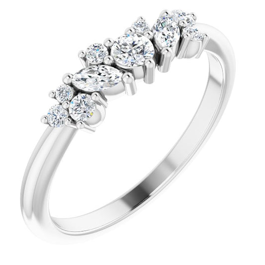 14K White 1/3 CTW Diamond Multi-Shape Ring