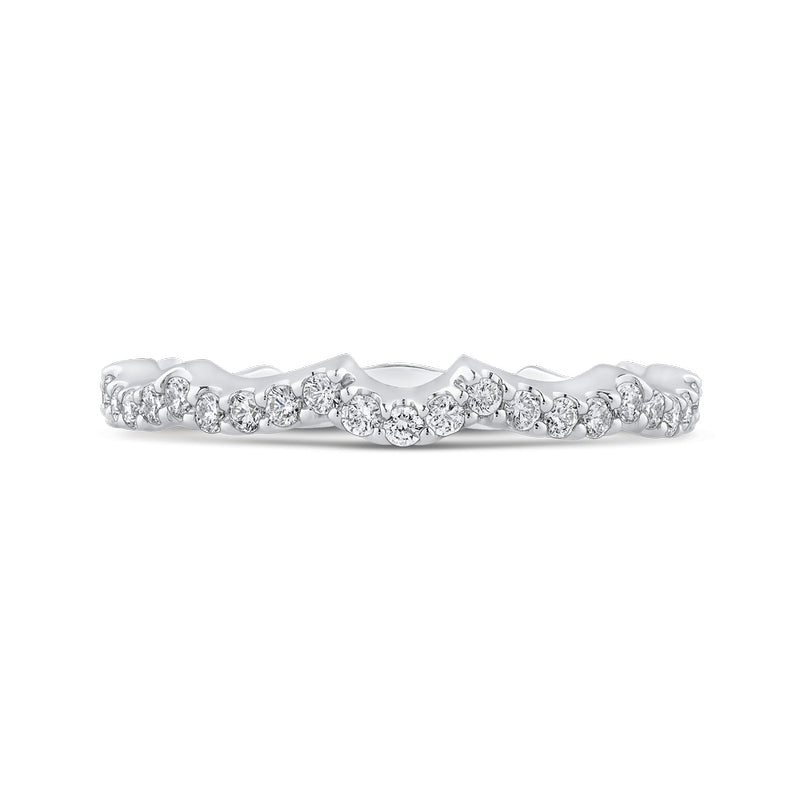 Shah Luxury 14K White Gold Round Diamond Wedding Band