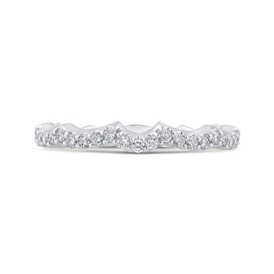Shah Luxury 14K White Gold Round Diamond Wedding Band