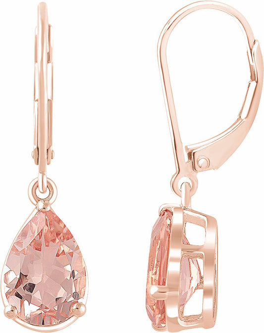14K Rose Morganite Lever Back Earrings