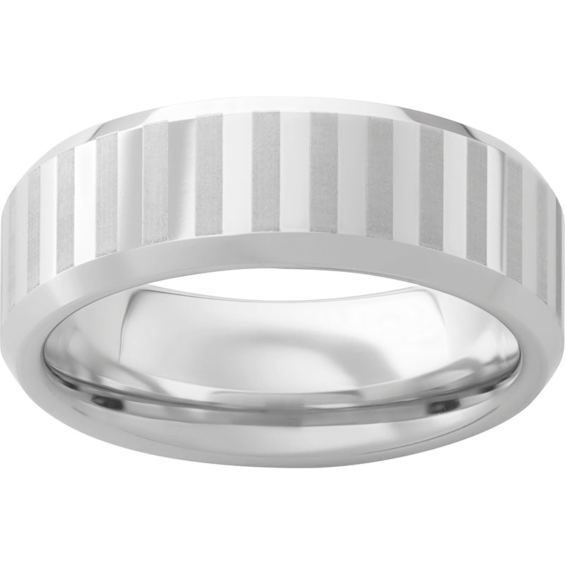 Serinium Beveled Edge Band with Laser Engraved Stripes
