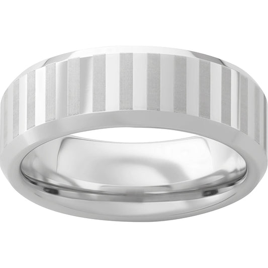 Serinium Beveled Edge Band with Laser Engraved Stripes