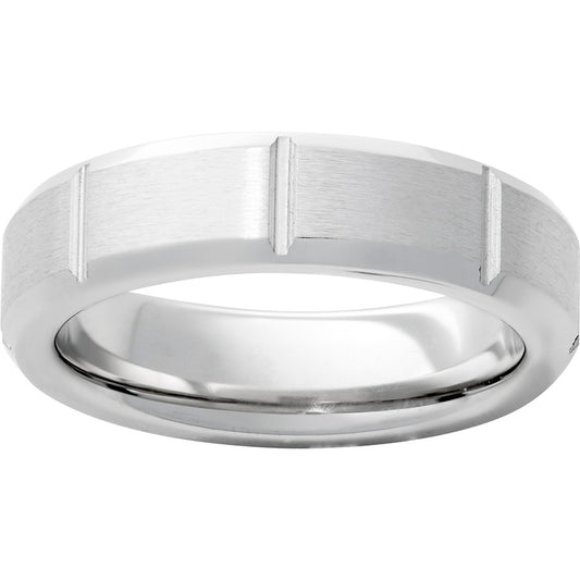 Serinium Beveled Edge Band with Milled Vertical Grooves and Satin Finish