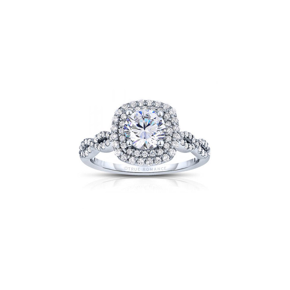 True Romance Platinum 0.42ct Diamond Double Halo Semi Mount Engagement Ring