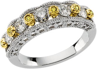 14K White & Yellow 3/4 CTW Diamond Anniversary Band