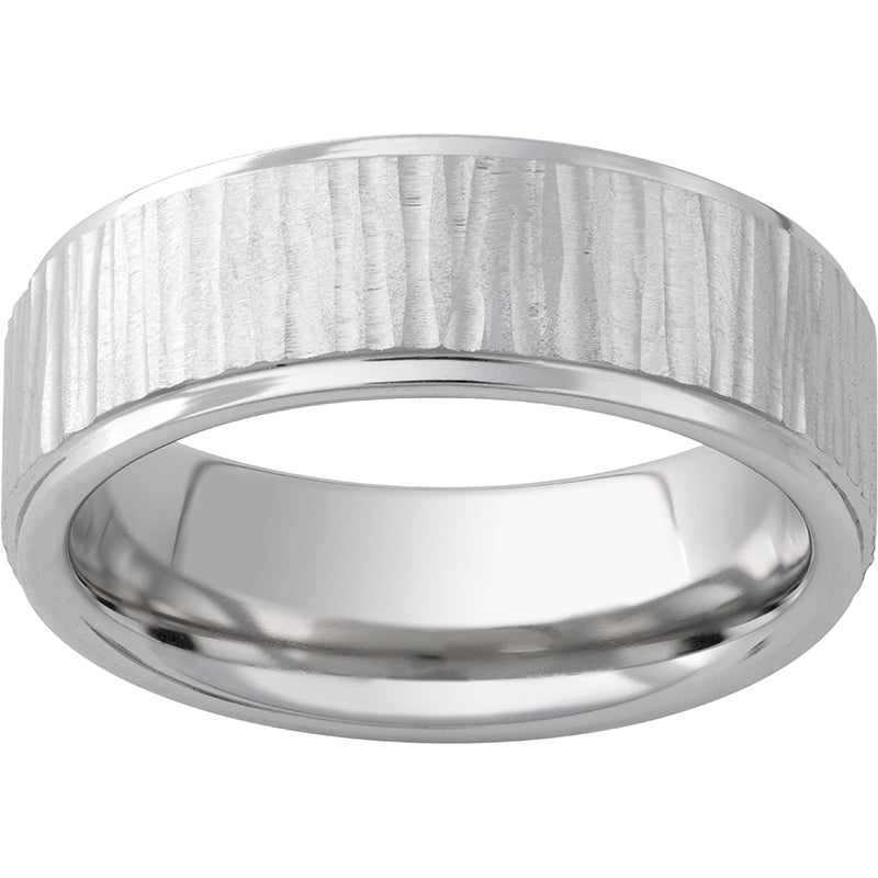 Serinium Flat Band with Grooved Edges and Bark Finish