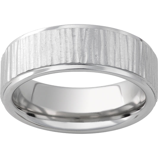 Serinium Flat Band with Grooved Edges and Bark Finish