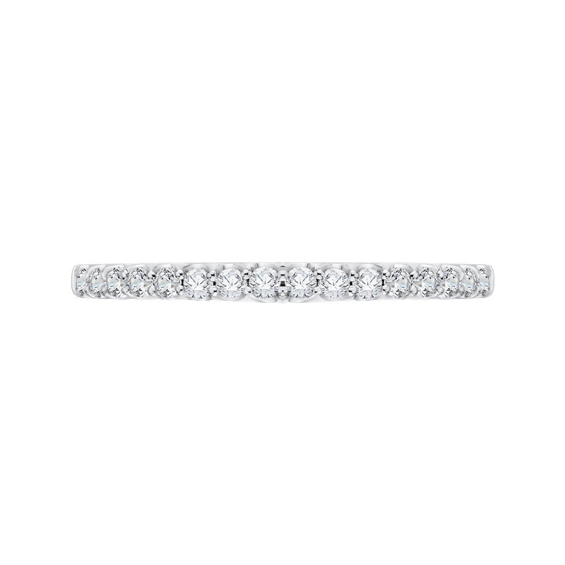 Shah Luxury 14K White Gold Round Diamond Wedding Band with Euro Shank