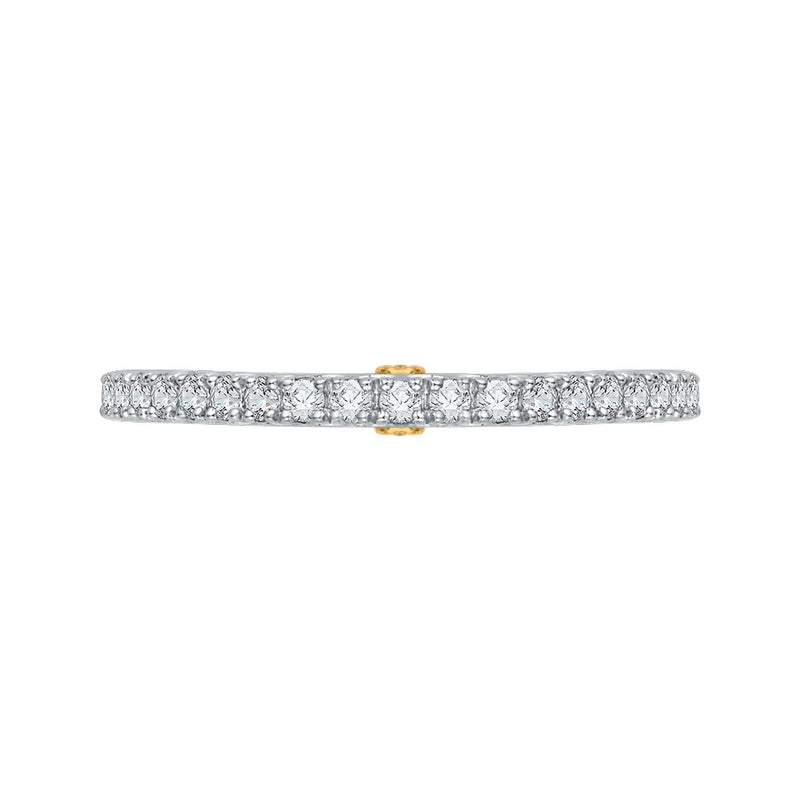Shah Luxury 14K Two-Tone Gold Round Cut Diamond Wedding Band