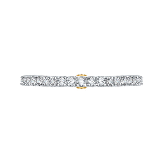 Shah Luxury 14K Two-Tone Gold Round Cut Diamond Wedding Band