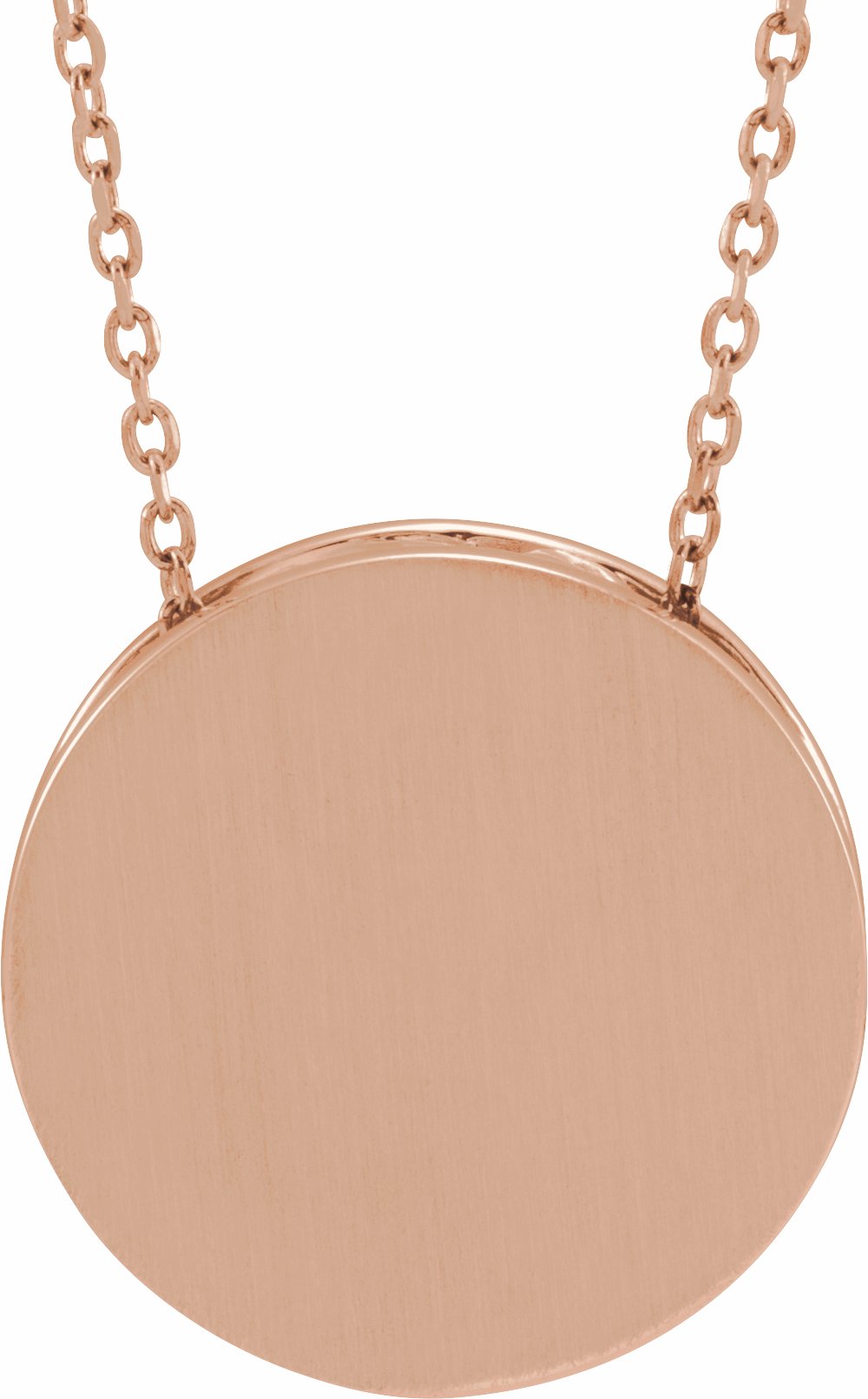 14K Rose 17 mm Scroll Disc 16-18 Necklace