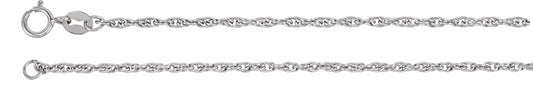 14K White 1.75 mm Solid Rope 7 Chain
