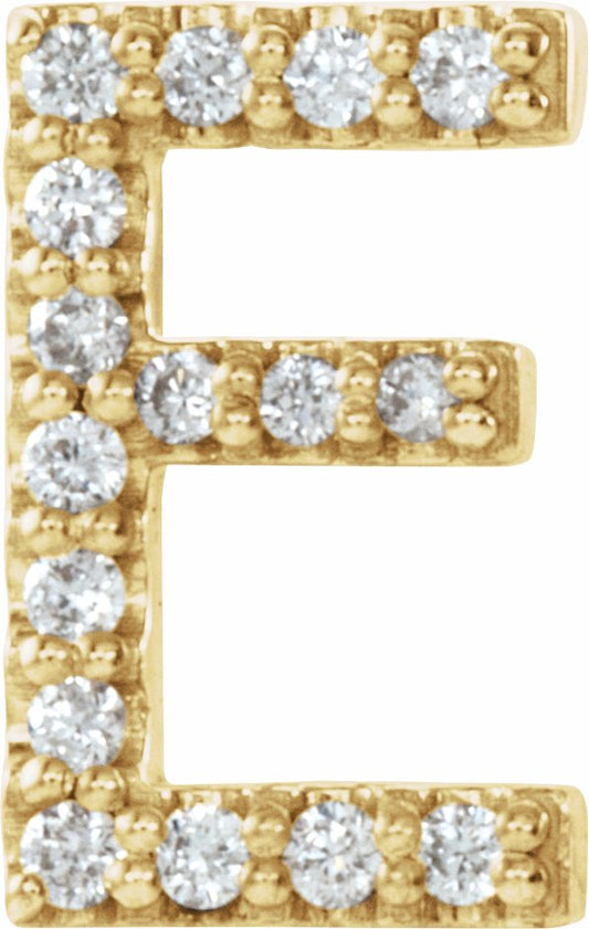 14K Yellow .06 CTW Diamond Single Initial E Earring