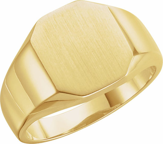 14K Yellow 11x9 mm Octagon Signet Ring