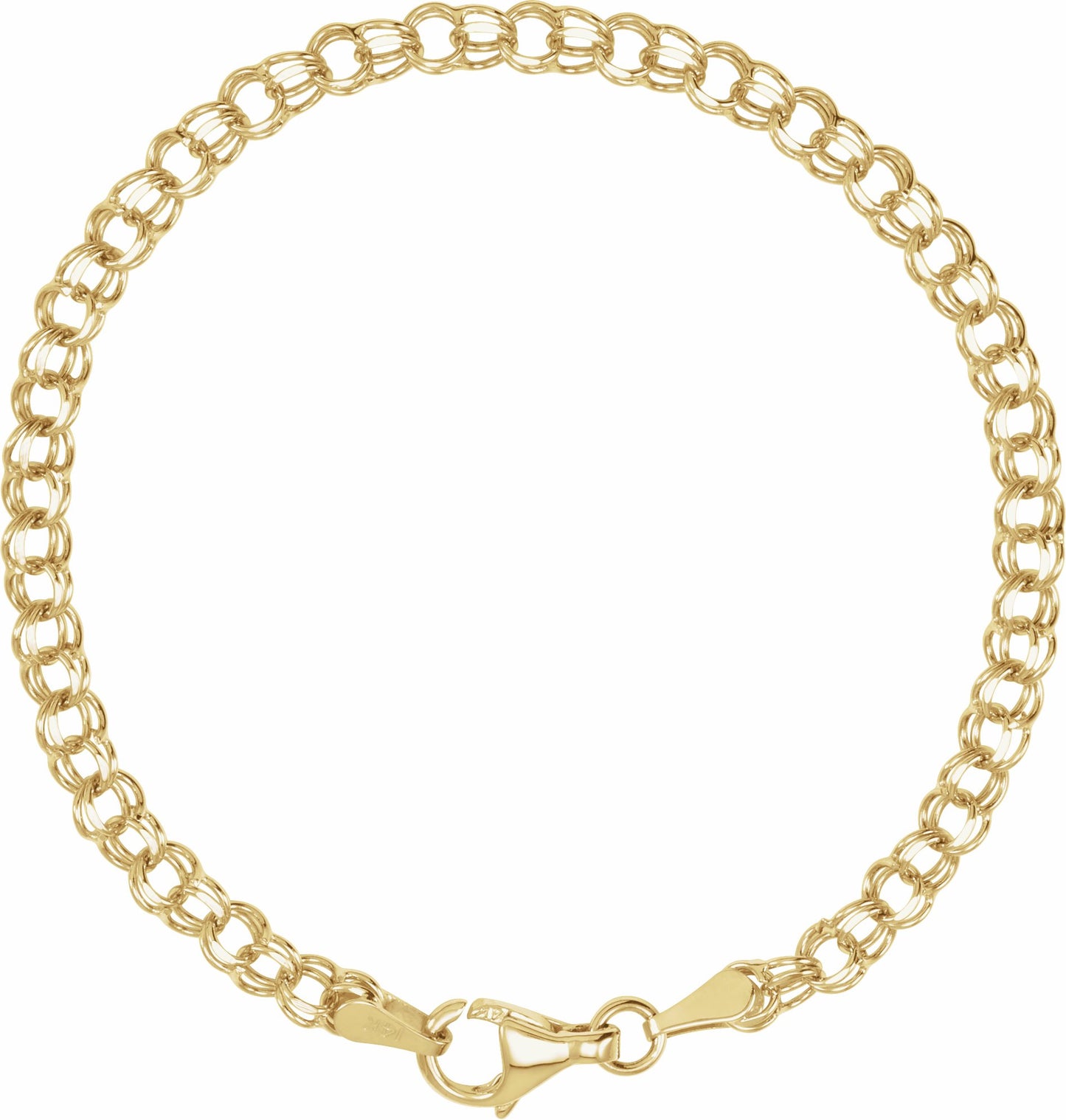14K Yellow 3.75 mm Solid 7 Charm Bracelet