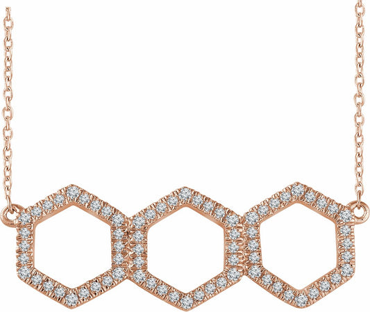 14K Rose 1/4 CTW Diamond Geometric 16-18 Necklace