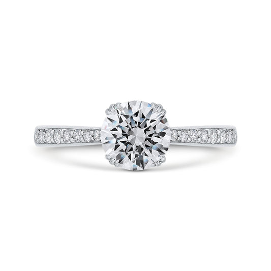 Shah Luxury 14K White Gold Diamond Engagement Ring with Euro Shank (Semi-Mount)