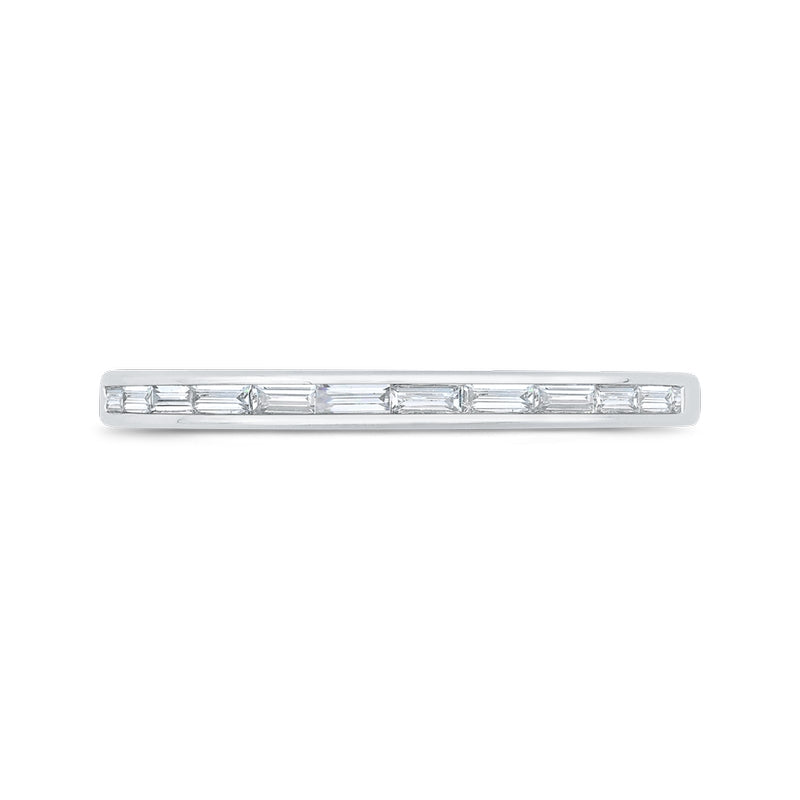 Shah Luxury 14K White Gold Baguette Diamond Wedding Band
