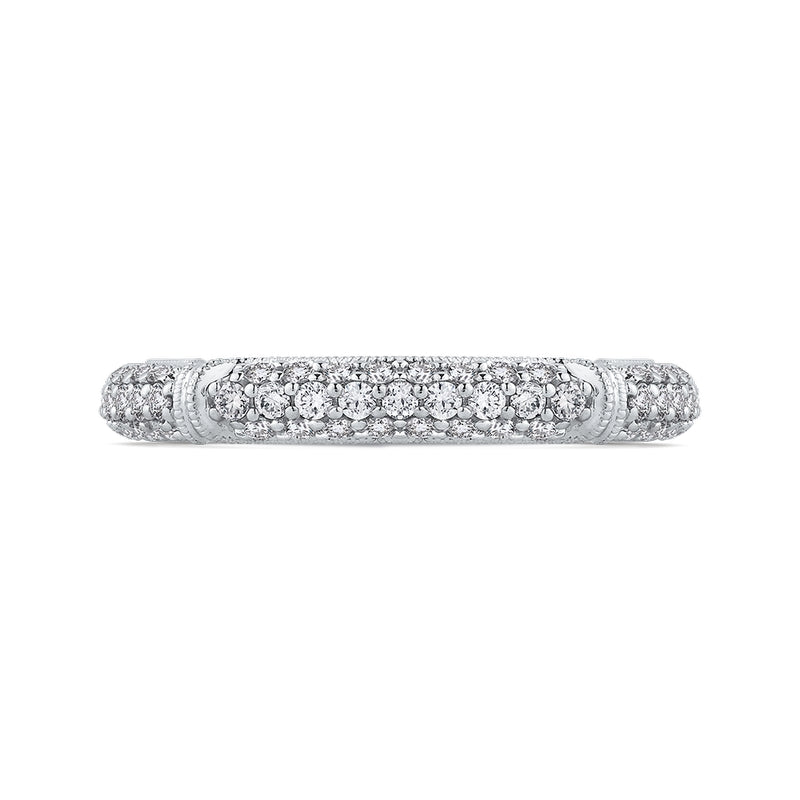 Shah Luxury 14K White Gold Round Diamond Wedding Band