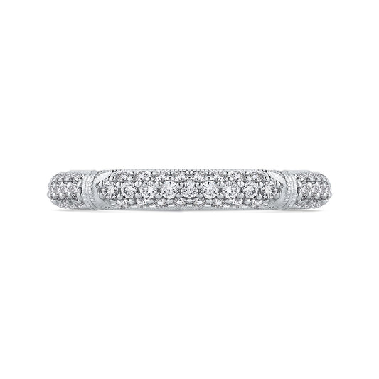 Shah Luxury 14K White Gold Round Diamond Wedding Band